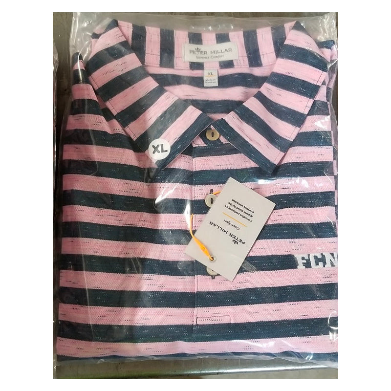 Peter Millar Striped, Navy/Pink Cotton Polo - FCN